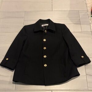 Tahari Arthur S. Levine Collared Gold Button with Shoulder Padding Jacket